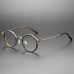 Titanium Eyeglass Frame Retro Round Glasses Exchange Lens 51mm Women Men Eyewear