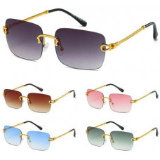 Hip Hop Men Sunglasses Rimless Square Shades Gold Designer Fashion Eye Glasses 