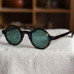 Round Johnny Depp sunglasses arts mens tortoise acetate frame green loop lens 