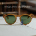 Men's round geen sunglasses blonde solid acetate glasses green glass lens UV400