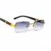 Purple Gray Tint Retro Rimless Men's Gold Frame Woodgrain Hip Hop Sunglasses