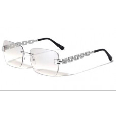 Clear Tinted Silver Frame EyeGlasses Rapper Style Sunglasses Fashion Model Retro