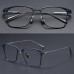 Mens 54mm Titanium Nearsighted Glasses Blue Rectangle Oversized Myopia Glasses U