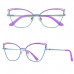 Cat Eye Metal Nearsighted Glasses Blue Light Blocking Purple Myopia Glasses U