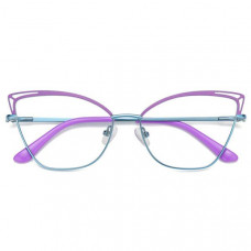 Cat Eye Metal Nearsighted Glasses Blue Light Blocking Purple Myopia Glasses U