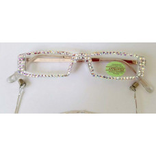 FULL BLING READERS  READING GLASSES AND CHAIN MADE WITH FINE AB  CRYSTALS 